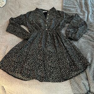 Long Sleeve Swing Dress, Medium, Navy